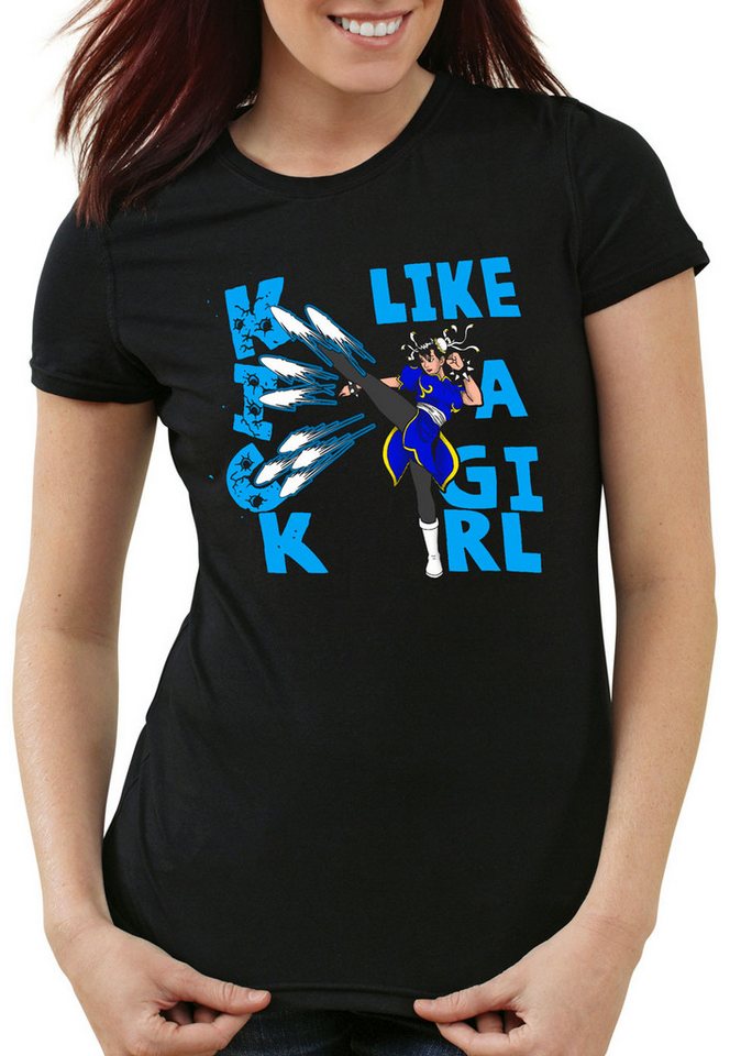 style3 T-Shirt Kick like a Girl final snes ps3 ps4 street beat em up arcade fighter von style3