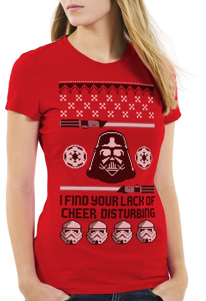 style3 T-Shirt Lichtschwert Ugly Sweater star vader sith wars pulli weihnachtsbaum von style3