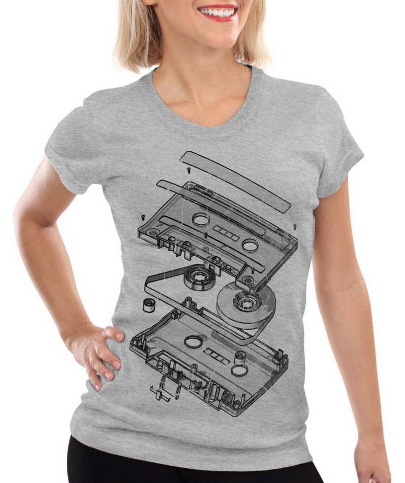 style3 T-Shirt Tape Kassette mc dj 3D turntable ndw analog disko cd 80er von style3