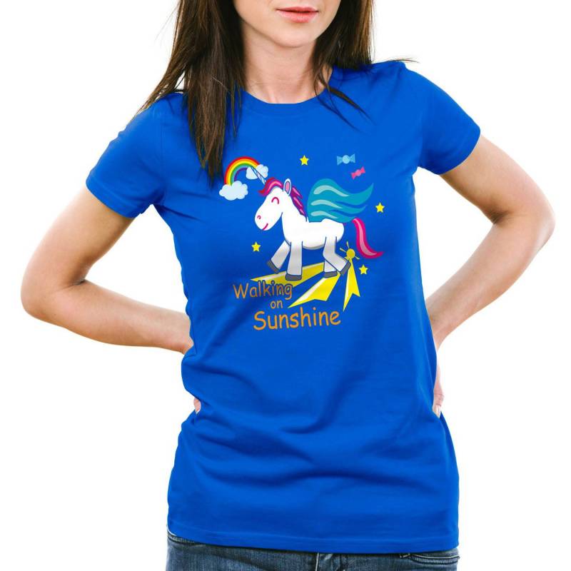 style3 T-Shirt Unicorn Walking on Sunshine Einhorn Regenbogen Kinder Fun Spruch von style3