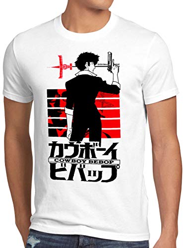 style3 The Cowboy Herren T-Shirt Swordfish Anime Manga, Größe:M, Farbe:Weiß von style3