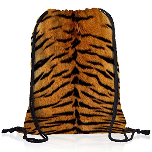 style3 Tigerfellmuster Print Rücken Rucksack Tasche Turnbeutel Sport Jute Beutel Tiger Fell von style3