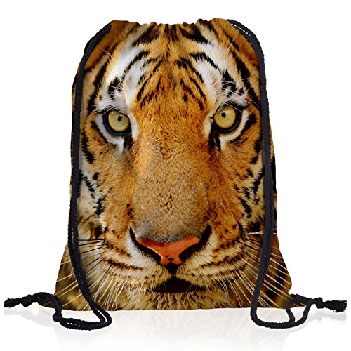 style3 Tigerkopf Rucksack Tasche Turnbeutel Sport Jute Beutel Druck Tigerfell Tiger von style3