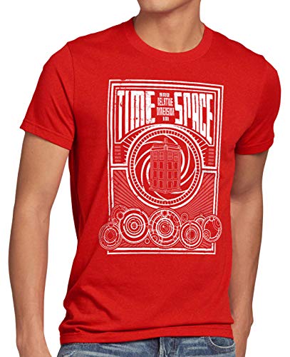 style3 Time Meets Space Herren T-Shirt zeitreise Timelord notrufzelle, Größe:4XL, Farbe:Rot von style3