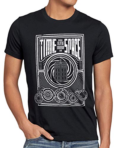 style3 Time Meets Space Herren T-Shirt zeitreise Timelord notrufzelle, Größe:XL, Farbe:Schwarz von style3