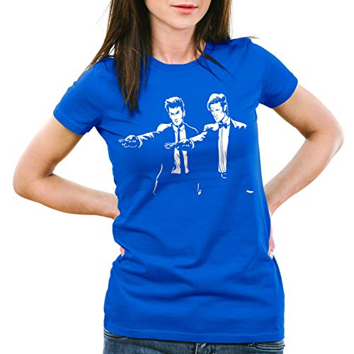 style3 Timelord Fiction T-Shirt Damen zeitreise Serie Polizei notrufzelle Tarantino Pulp, Farbe:Blau, Größe:M von style3