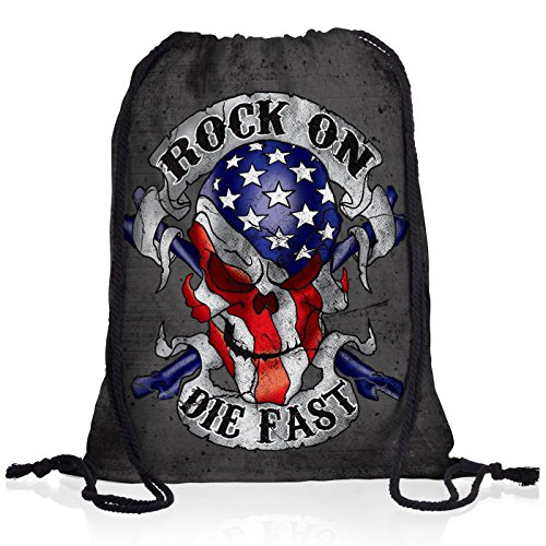 style3 USA Rock on Die Fast Rucksack Tasche Turnbeutel Sport Jute Beutel von style3