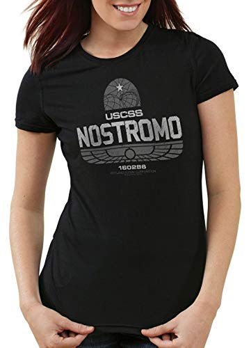 style3 USCSS Nostromo 180286 Damen T-Shirt Alien Xenomorph, Farbe:Schwarz, Größe:XXL von style3