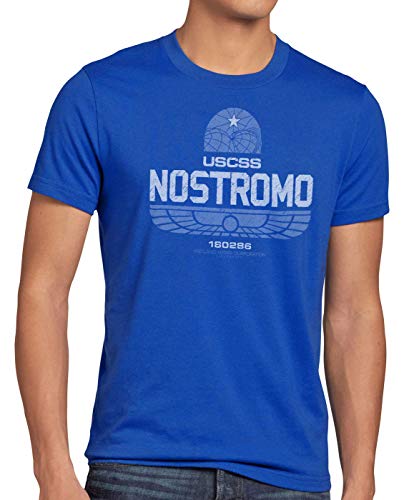 style3 USCSS Nostromo 180286 Herren T-Shirt Alien Xenomorph, Größe:4XL, Farbe:Blau von style3