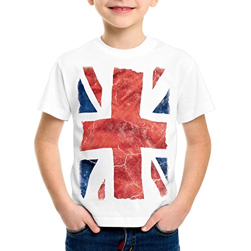 style3 Union Jack Kinder T-Shirt großbritannien England London Flagge, Farbe:Weiß;Größe:164 von style3