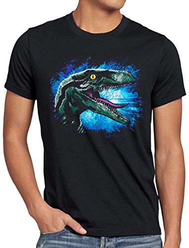 style3 Velociraptor Blue Herren T-Shirt Dinosaurier Park, Größe:XL von style3