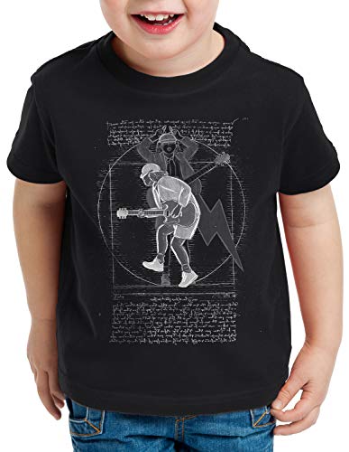 style3 Vitruvianischer Angus T-Shirt für Kinder Young Hard Rock da Vinci, Farbe:Schwarz, Größe:116 von style3