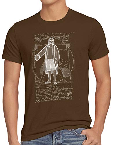 style3 Vitruvianischer Dude Herren T-Shirt Lebowski Bowling Bowler Big, Größe:XL, Farbe:Braun von style3