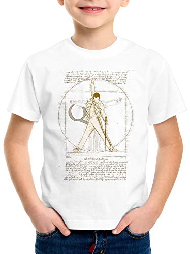 style3 Vitruvianischer Freddie T-Shirt für Kinder da Vinci live Rock You Festival, Farbe:Weiß, Größe:164 von style3