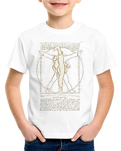 style3 Vitruvianischer Kampfsportler T-Shirt für Kinder Karate Judo jiu Jitsu, Farbe:Weiß, Größe:128 von style3