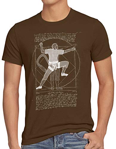 style3 Vitruvianischer Kletterer Herren T-Shirt Bergsteigen bouldern Vinci, Größe:L, Farbe:Braun von style3