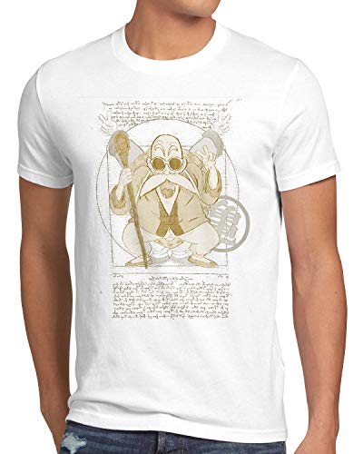 style3 Vitruvianischer Muten Roshi Herren T-Shirt Son-Goku Z da Vinci, Größe:XL, Farbe:Weiß von style3