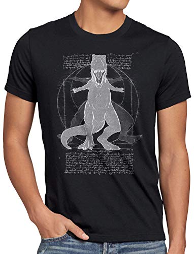 style3 Vitruvianischer T-Rex Herren T-Shirt Tyrannosaurus Dinosaurier, Größe:M, Farbe:Schwarz von style3
