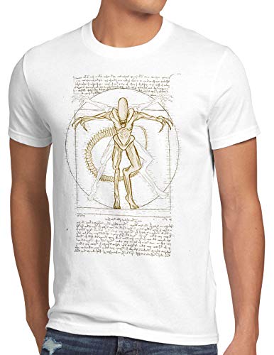 style3 Vitruvianischer Xenomorph Herren T-Shirt Ripley Kino Alien, Größe:L, Farbe:Weiß von style3