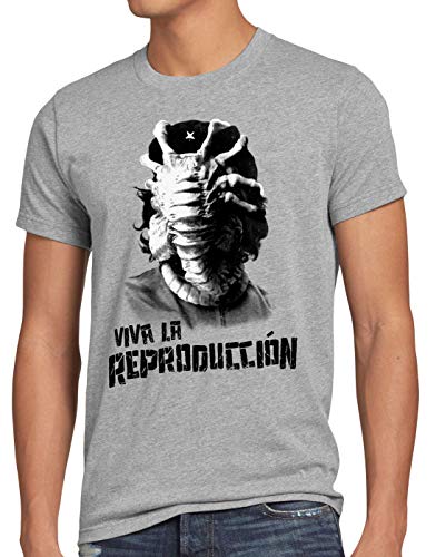 style3 Viva Facehugger T-Shirt Herren Revolution Revolution Liberta Xenomorph, Größe:M, Farbe:Grau meliert von style3