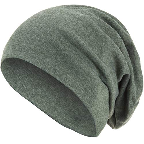 style3 Warme Herbst Winter Slouch Beanie XXL aus atmungsaktivem, feinem und leichten Jersey Unisex Mütze Wintermütze One Size, Farbe:Grün von style3