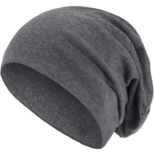 style3 Warme Herbst Winter Slouch Beanie XXL aus atmungsaktivem, feinem und leichten Jersey Unisex Mütze Wintermütze One Size, Farbe:Grau von style3