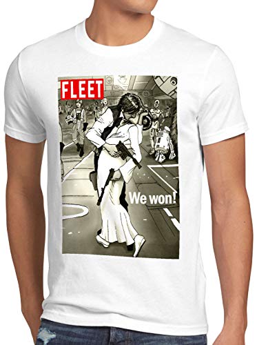 style3 We Won Herren T-Shirt han leia Vintage kiss rebellen Allianz, Größe:L, Farbe:Weiß von style3