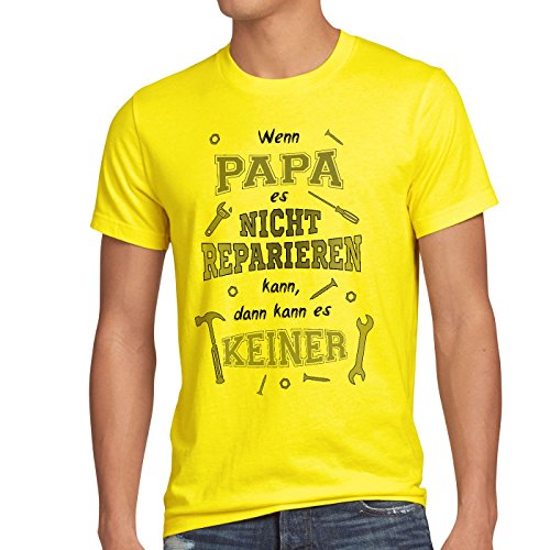 style3 Wenn Papa es Nicht reparien kann dann kann es keiner! Herren T-Shirt Fun Shirt Spruch Funshirt, Größe:XXL;Farbe:Gelb von style3