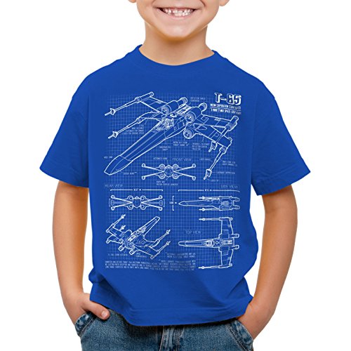 style3 X-Wing Kinder T-Shirt Blaupause t-65, Farbe:Blau;Größe:140 von style3