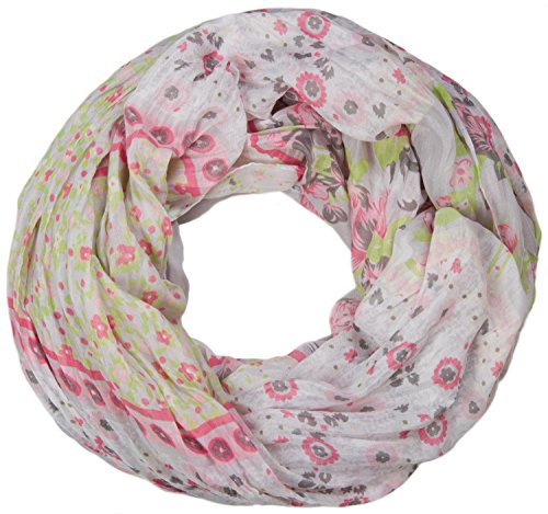 styleBREAKER Loop Schlauchschal mit Blumen Alloverprint Mustermix, Crash and Crinkle, Paisley, Punkte, Blüten, Rosen 01014008, Farbe:Hellgrau von styleBREAKER
