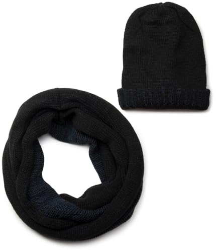 styleBREAKER 2-Teiliges Schal und Mütze Kombi Set, Unisex Strick Loop Schlauchschal mit Strick Beanie Mütze 01018203, Farbe:Schwarz von styleBREAKER
