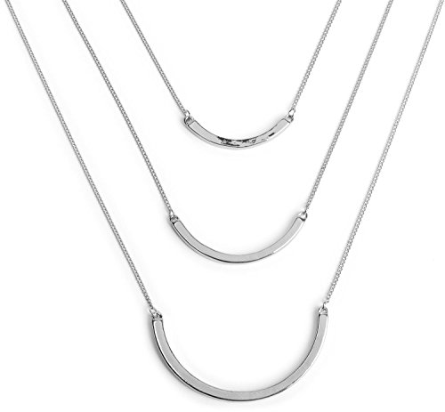 styleBREAKER 3-reihige Layer Halskette mit gebogenen Schmuckelemente Anhänger, Panzerkette, Kette, Schmuck, Damen 05030034, Farbe:Silber von styleBREAKER