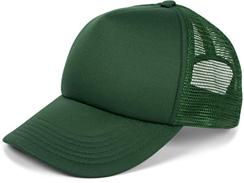 styleBREAKER Unisex 5-Panel Mesh Cap, Trucker Baseball Cap, Basecap, Click und Snap Verschluss verstellbar 04023007, Farbe:Dunkelgrün von styleBREAKER