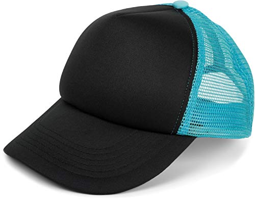 styleBREAKER Unisex 5-Panel Mesh Cap, Trucker Baseball Cap, Basecap, Click und Snap Verschluss verstellbar 04023007, Farbe:Schwarz-Türkis von styleBREAKER