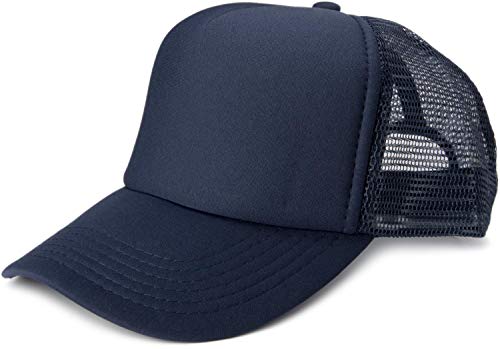 styleBREAKER Unisex 5-Panel Trucker Cap mit Mesh-Einsatz | verstellbares Basecap mit Click Snap Verschluss | luftiges Netz Cap für Damen und Herren, Farbe:Navy von styleBREAKER