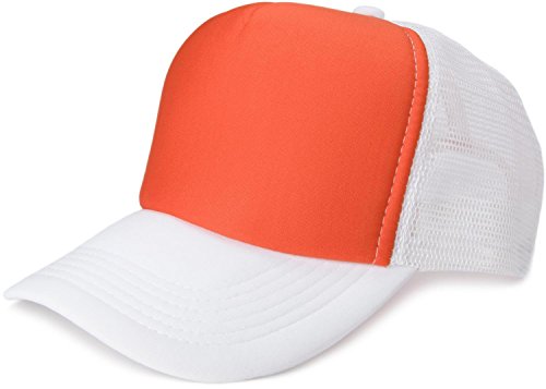 styleBREAKER Unisex 5-Panel Mesh Cap, Trucker Baseball Cap, Basecap, Click und Snap Verschluss verstellbar 04023007, Farbe:Orange-Weiß von styleBREAKER