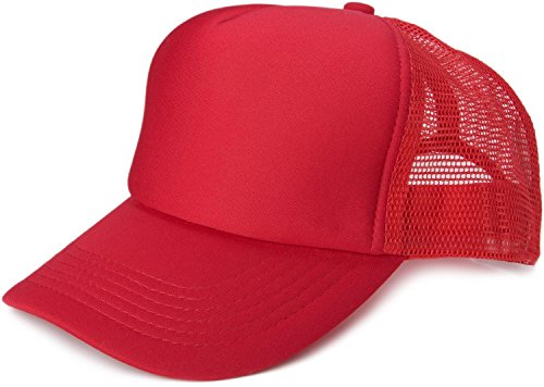 styleBREAKER Unisex 5-Panel Mesh Cap, Trucker Baseball Cap, Basecap, Click und Snap Verschluss verstellbar 04023007, Farbe:Rot von styleBREAKER