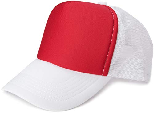 styleBREAKER Unisex 5-Panel Mesh Cap, Trucker Baseball Cap, Basecap, Click und Snap Verschluss verstellbar 04023007, Farbe:Rot-Weiß von styleBREAKER