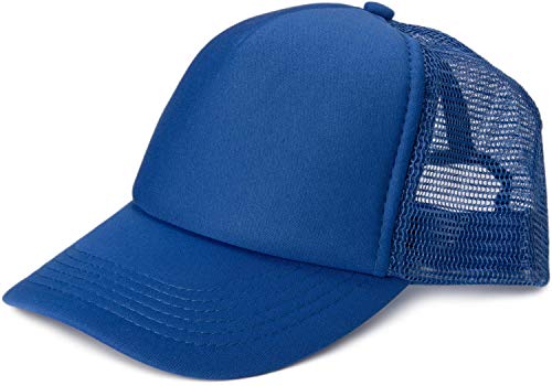 styleBREAKER Unisex 5-Panel Trucker Cap mit Mesh-Einsatz | verstellbares Basecap mit Click Snap Verschluss | luftiges Netz Cap für Damen und Herren, Farbe:Royalblau von styleBREAKER