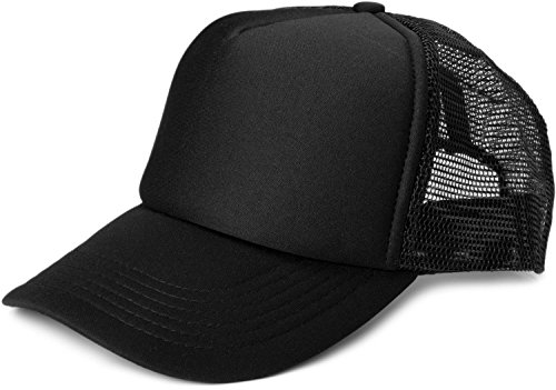 styleBREAKER Unisex 5-Panel Trucker Cap mit Mesh-Einsatz | verstellbares Basecap mit Click Snap Verschluss | luftiges Netz Cap für Damen und Herren, Farbe:Schwarz von styleBREAKER