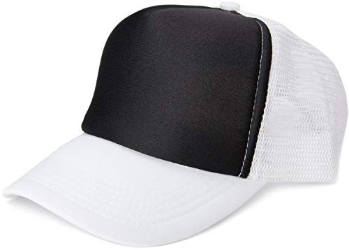 styleBREAKER Unisex 5-Panel Mesh Cap, Trucker Baseball Cap, Basecap, Click und Snap Verschluss verstellbar 04023007, Farbe:Schwarz-Weiß von styleBREAKER