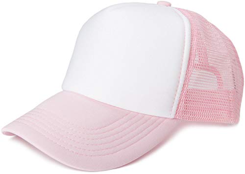 styleBREAKER Unisex 5-Panel Mesh Cap, Trucker Baseball Cap, Basecap, Click und Snap Verschluss verstellbar 04023007, Farbe:Weiß-Babypink von styleBREAKER