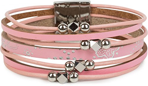 styleBREAKER Armband mit Ornament Muster, Schmuck Perlen und Bändern, Magnetverschluss, Armschmuck, Damen 05040098, Farbe:Rosa von styleBREAKER