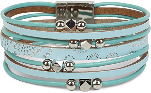 styleBREAKER Armband mit Ornament Muster, Schmuck Perlen und Bändern, Magnetverschluss, Armschmuck, Damen 05040098, Farbe:Türkis von styleBREAKER