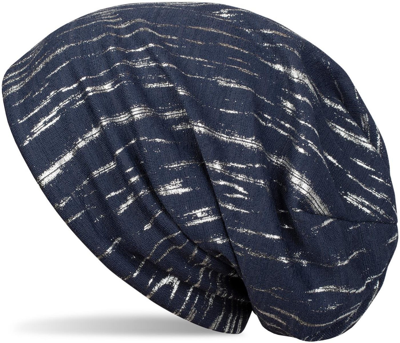 styleBREAKER Beanie (1-St) Beanie mit Metallic Streifen Print von styleBREAKER