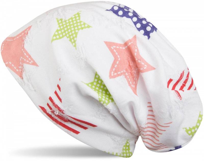 styleBREAKER Beanie Beanie Mütze mit bunten Sternen in Destroyed Optik (1-St) von styleBREAKER