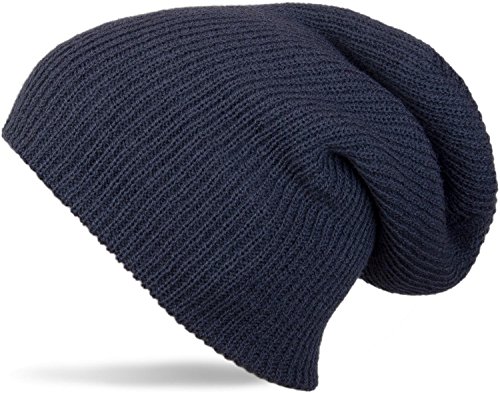 styleBREAKER Beanie Mütze, Slouch, überlange Strickmütze, doppelt gestrickt, warm, Unisex 04024004, Farbe:Dunkelblau von styleBREAKER