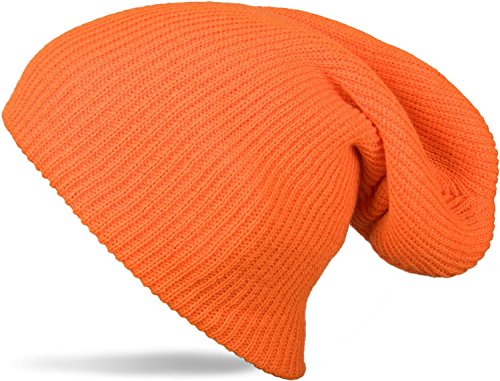 styleBREAKER Beanie Mütze, Slouch, überlange Strickmütze, doppelt gestrickt, warm, Unisex 04024004, Farbe:Orange von styleBREAKER