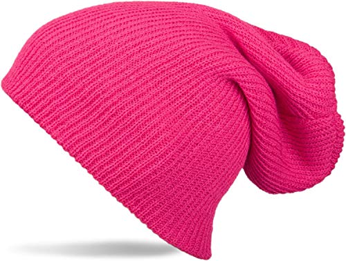 styleBREAKER Beanie Mütze, Slouch, überlange Strickmütze, doppelt gestrickt, warm, Unisex 04024004, Farbe:Pink von styleBREAKER