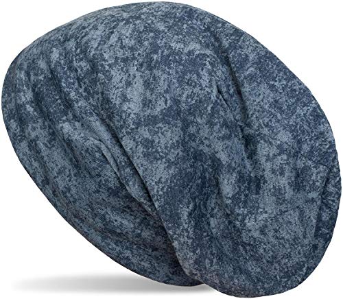 styleBREAKER Unisex Beanie Mütze mit 2-Farbigem Batik Muster in Washed Optik, Slouch Longbeanie 04024150, Farbe:Dunkelblau von styleBREAKER